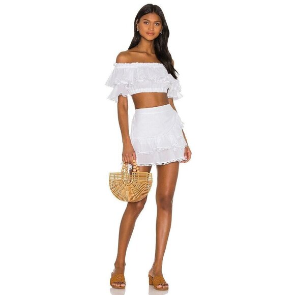 Charo Ruiz Ibiza Cata Top in White XSmall New Womens Cropped Blouse